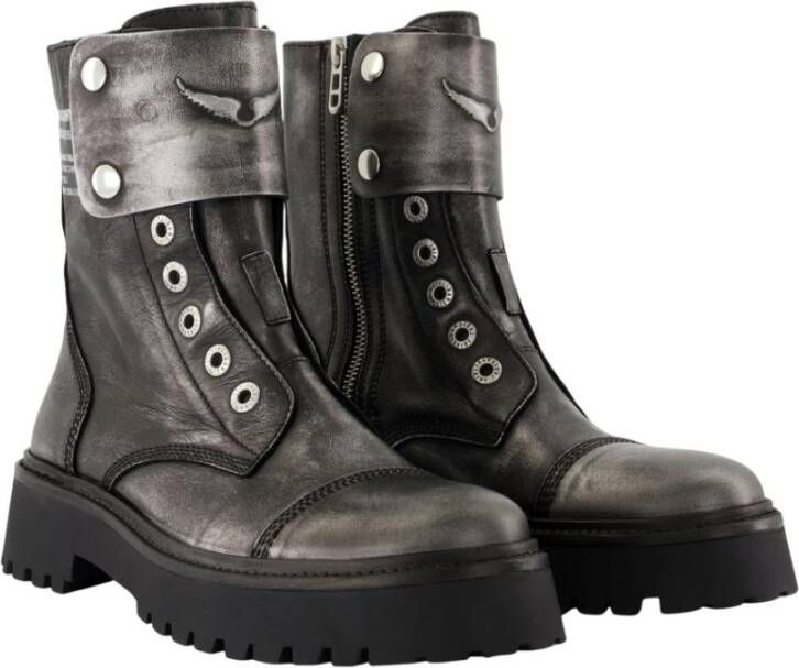 Zadig & Voltaire Zwarte Leren Enkellaarzen Joe Fast