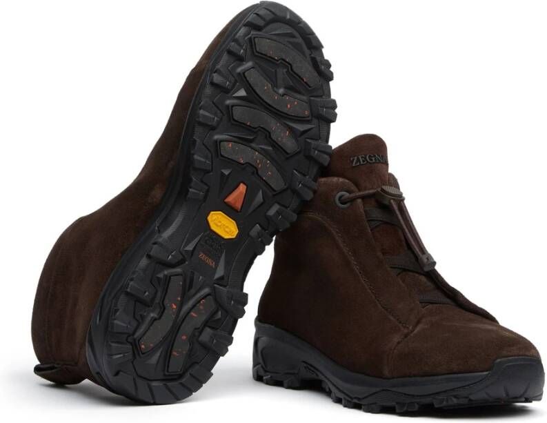 Zegna Suede Hi-Top Sneakers Triple Stitch