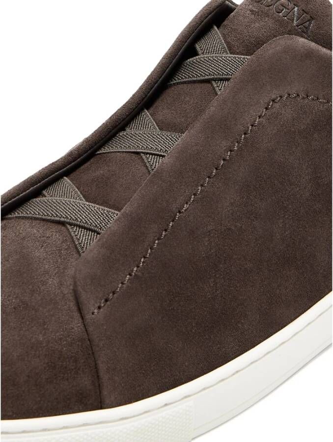 Zegna Suède Sneakers met Drievoudige Stiksels
