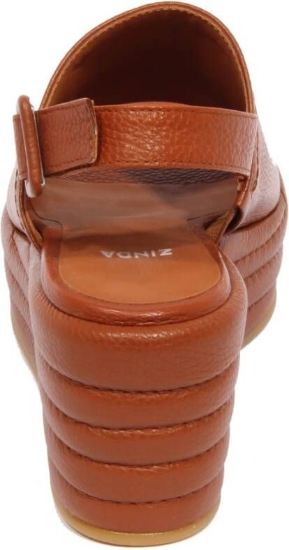 Zinda Tan Leren Sleehak Sandalen