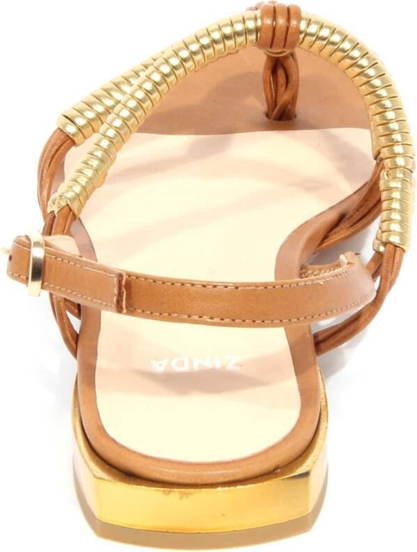 Zinda Tan Gouden Leren Sandalen Model 1310