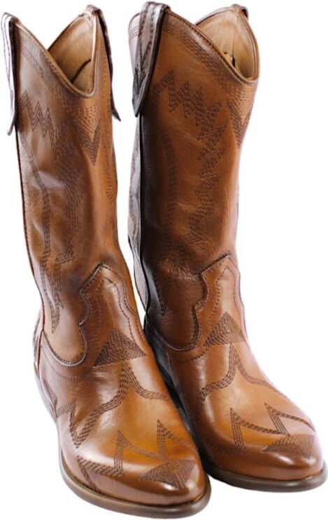 Zoe Western Leren Laars Bruin Brown Dames