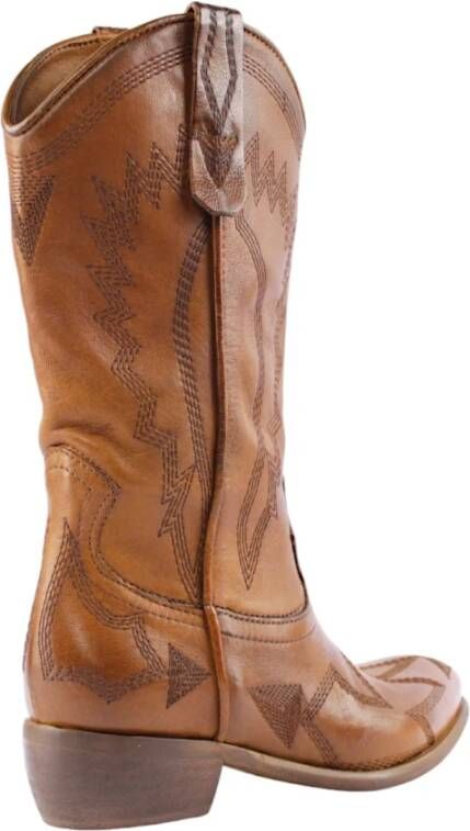 Zoe Western Leren Laars Bruin Brown Dames