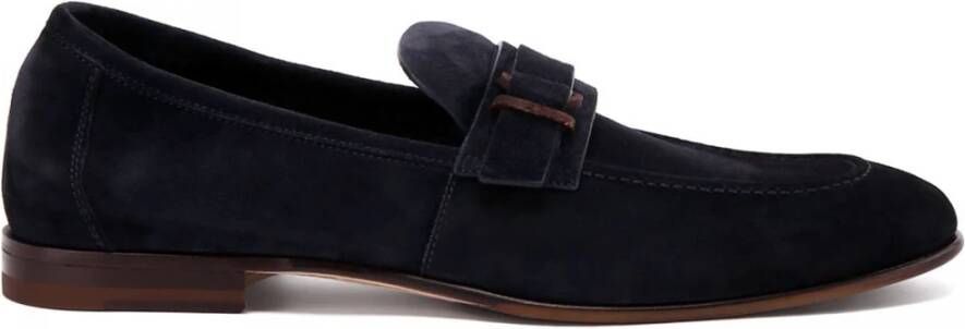 Fabi Elegante Blauwe Suède Mocassin Blue Heren