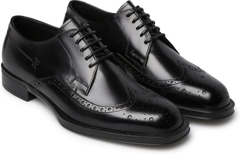 Fabi Zwarte Leren Brogue Derby Schoenen