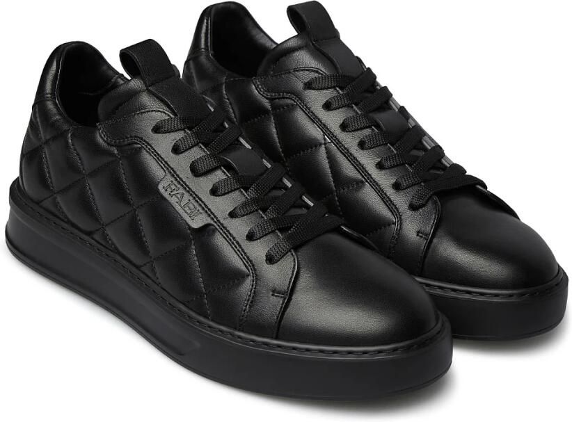 Fabi Zwarte Leren Sneakers Stijlvol Ontwerp