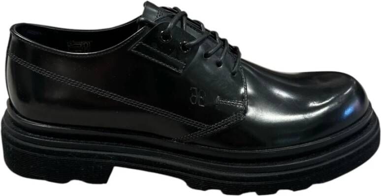 Fabi Geborsteld leren veterschoenen Gemaakt in Italië Black Heren