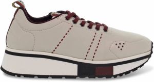Fabi Leren Sneakers voor Dames Crème en Bordeaux Wit Dames