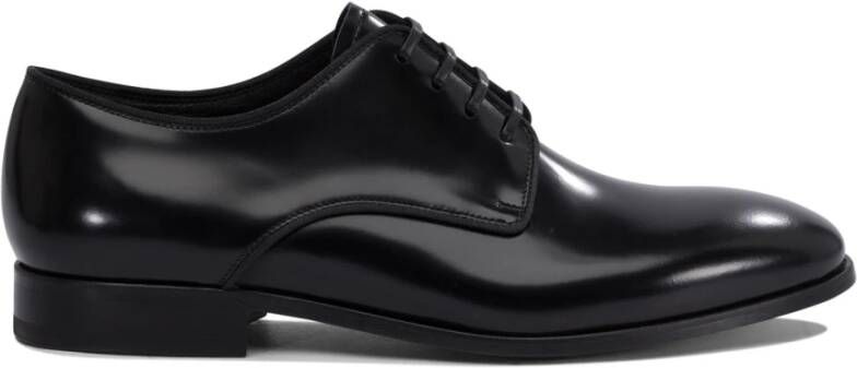 Fabi Zwarte Leren Veterschoenen