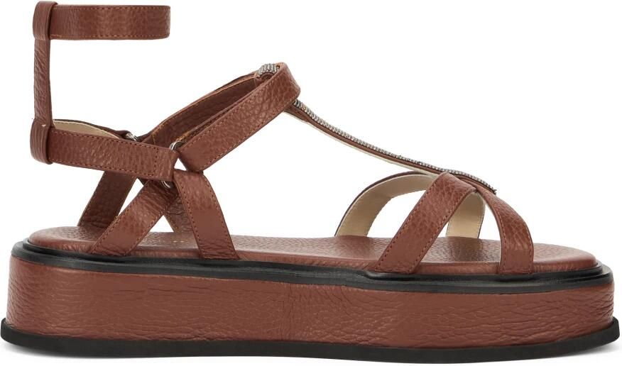 Fabiana Filippi Bruine zomersandalen met moderne plateaus en riemsluiting.