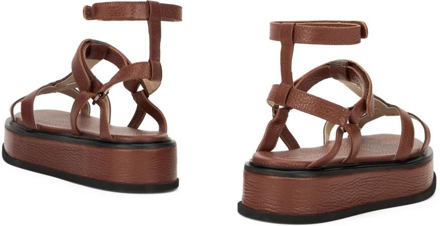 Fabiana Filippi Bruine zomersandalen met moderne plateaus en riemsluiting. - Foto 2
