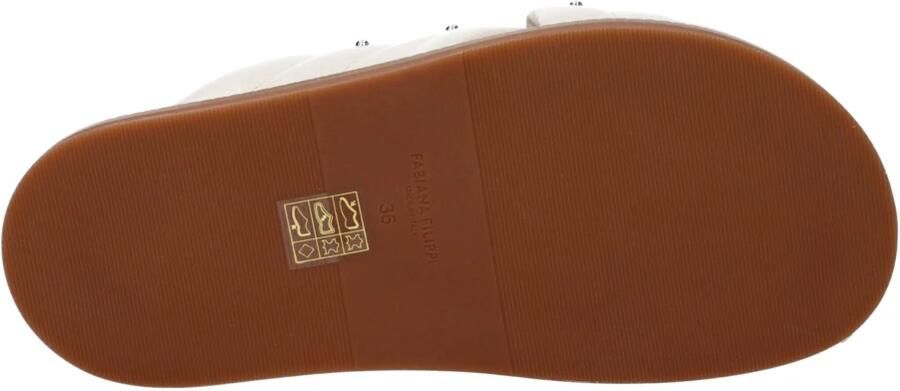 Fabiana Filippi Beige Leren Slippers Sandalen met Studs