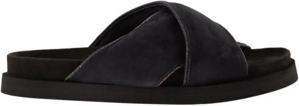 Fabiana Filippi Platte suède sandalen met gekruiste bandjes