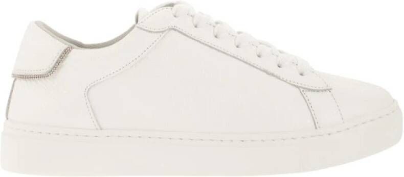 Fabiana Filippi Witte Leren Sneakers met Briljant Detail White Dames