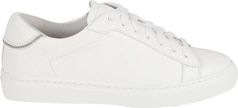 Fabiana Filippi Witte Sneakers van Korrelig Leer met Schitterend Detail White Dames