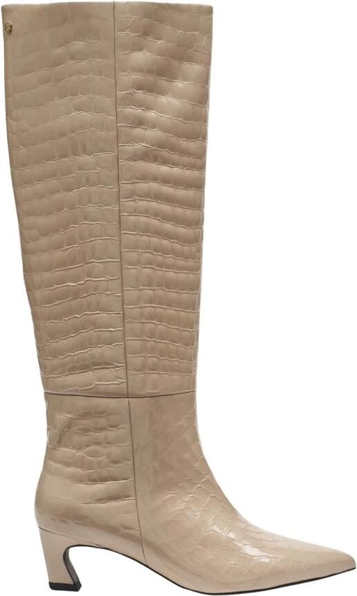 Fabienne Chapot Strega Boot lakleren hoge laarzen met crocoprint beige