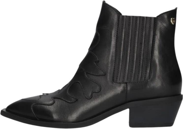 Fabienne Chapot Western Stijl Zwart Leren Enkellaarzen Black Dames