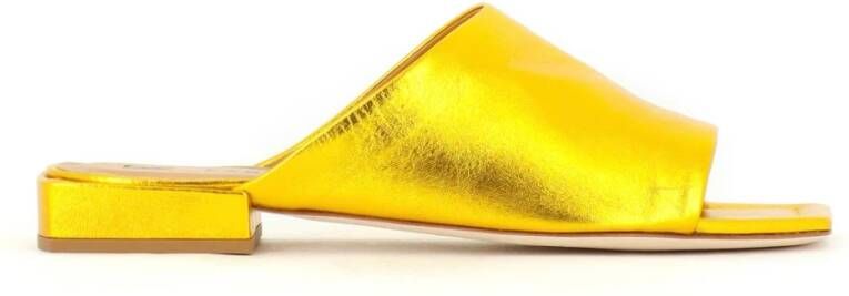 Fabio Rusconi Metallic Yellow Gold Leren Slide Yellow Dames
