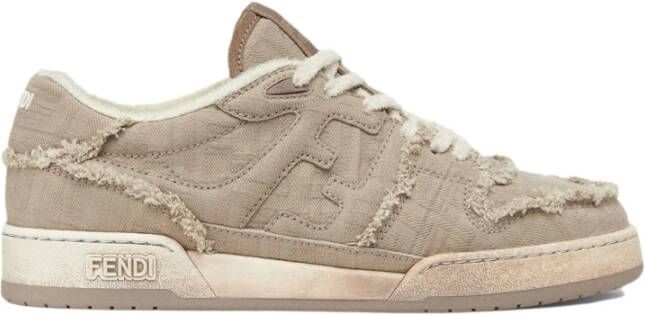 Fendi Beige Jacquard Vetersneakers Beige Heren