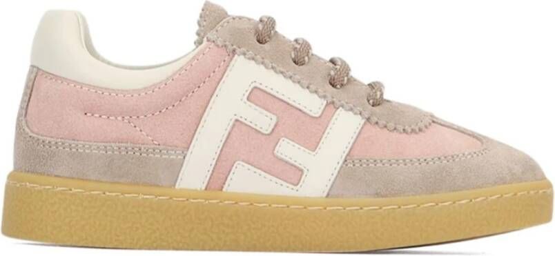 Fendi Beige Junior Suède Sneakers Rubberen Zool