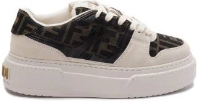 Fendi Beige Suède Nylon Sneaker Bruine Zool