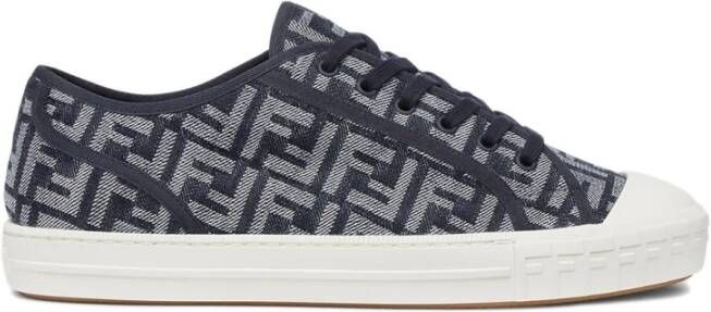 Fendi Blauwe Jacquard FF Sneakers Blauw Heren