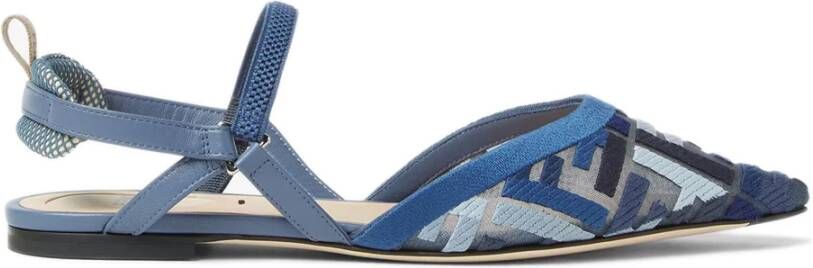 Fendi Blauwe Mesh Sandalen met FF Borduurwerk
