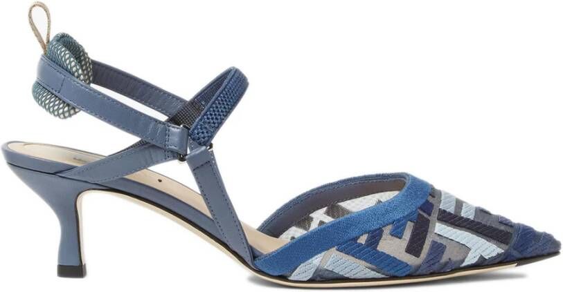Fendi Blauwe Mesh Slingback Sandalen