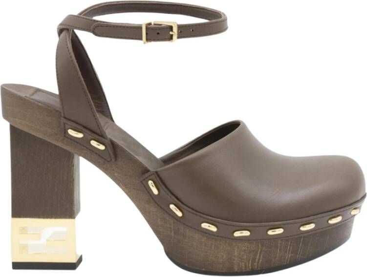 Fendi Bruin Leren Plateauhakken