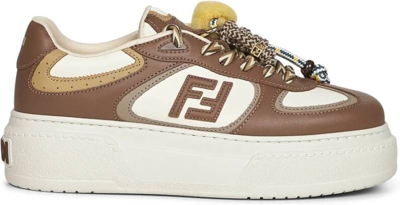 Fendi Bruin Leren Sneakers met Charms