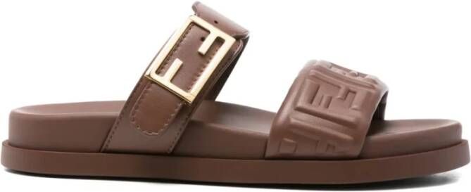 Fendi Bruine Leren Sandaal FF Stijl