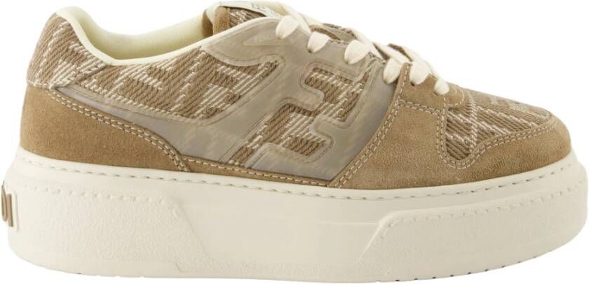 Fendi Bruine Platform Denim Sneakers