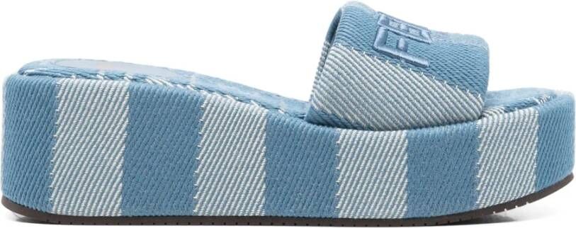Fendi Clear Blue Gestreepte Sandalen