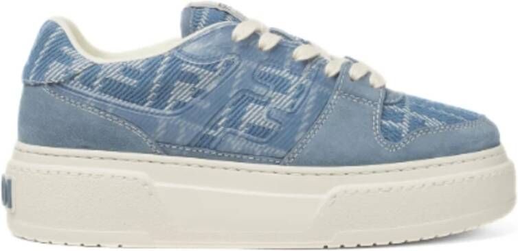 Fendi Denim-Effect FF Jacquard Platform Sneakers