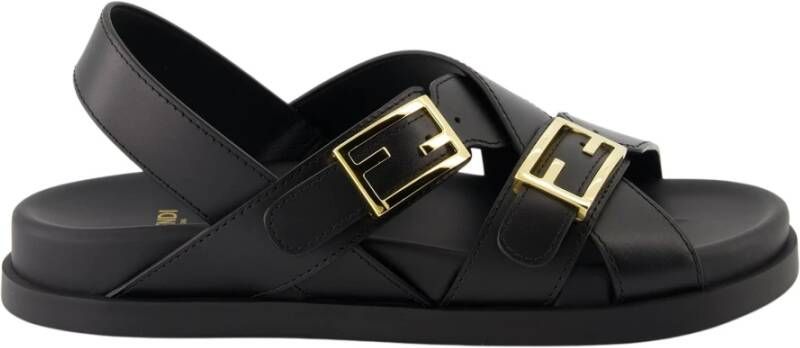 Fendi Feel Leather Zwarte Sandalen