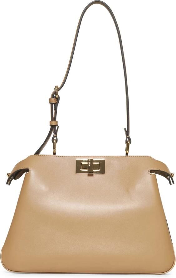 Fendi Beige Leren Handtas met Draaislot