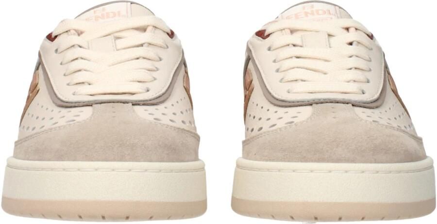 Fendi Beige Leren Lage Sneakers