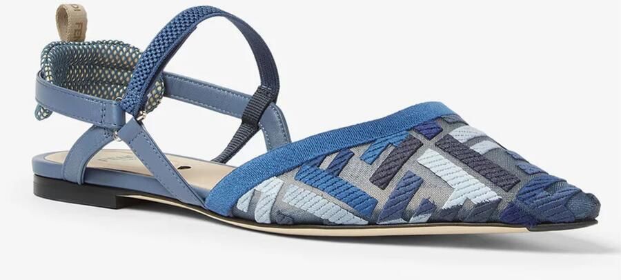 Fendi Blauwe Mesh Sandalen met FF Borduurwerk