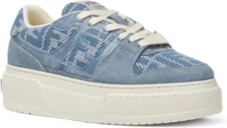 Fendi Denim-Effect FF Jacquard Platform Sneakers