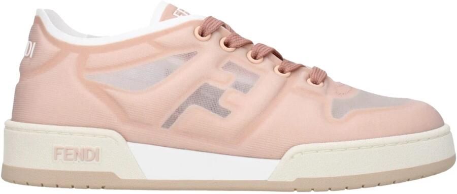 Fendi Roze Vezel Sneakers Casual Vetersluiting