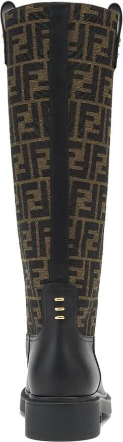 Fendi Logo Plaque Leren Laarzen Black Dames - Foto 5