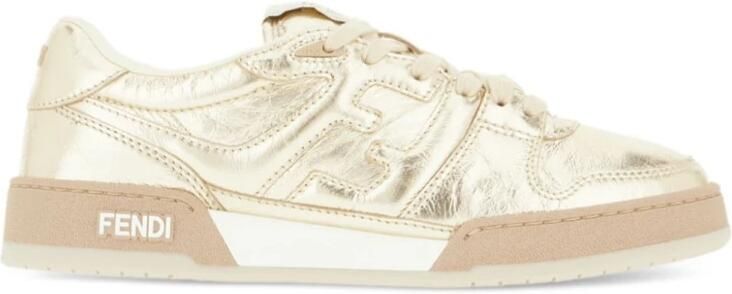 Fendi Gouden Sneakers met Veters en Logo