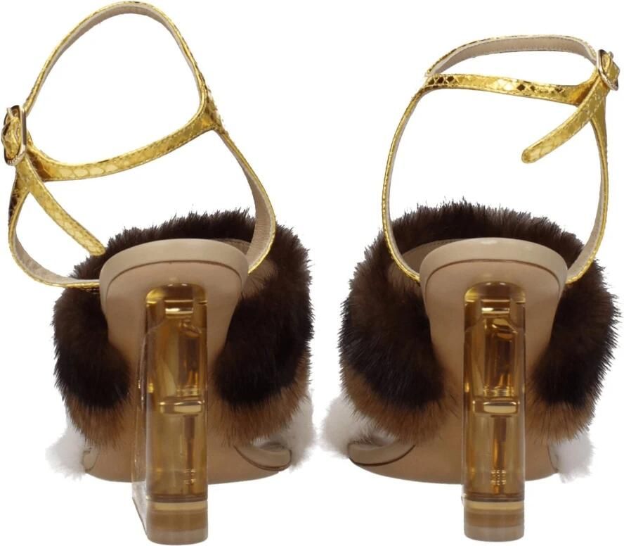 Fendi Bruine Mink Strap-Ons Sandalen Vintage Stijl - Foto 2