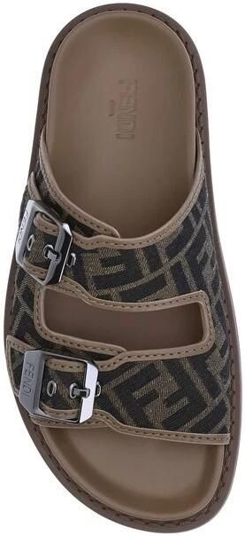 Fendi Bruine Platte Sandalen Elegante Metalen Details Brown Heren - Foto 2