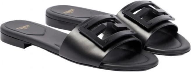 Fendi Leren Cutout Platte Sandalen