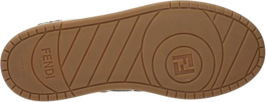 Fendi Low-Top Sneakers Mixed Leather And Denim Sneakers With Embossed Log in wit - Foto 2