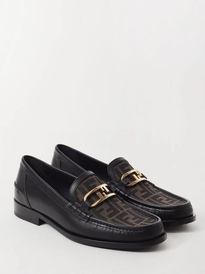 Fendi Leren Loafers FF Logo Detail