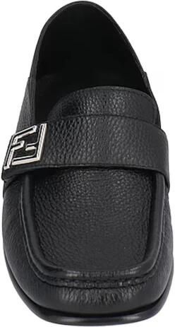 Fendi Zwarte Leren Loafers Stijlvolle Vierkante Neus