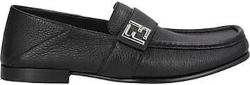 Fendi Leren loafers met zilverkleurig logo en vierkante neus