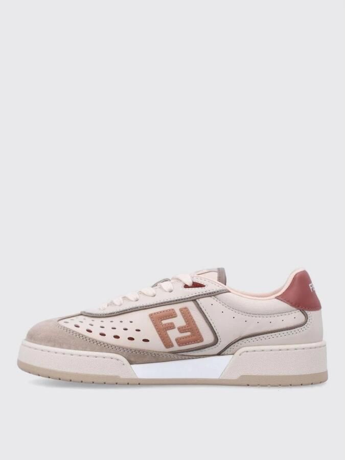 Fendi Beige Leren Lage Sneakers